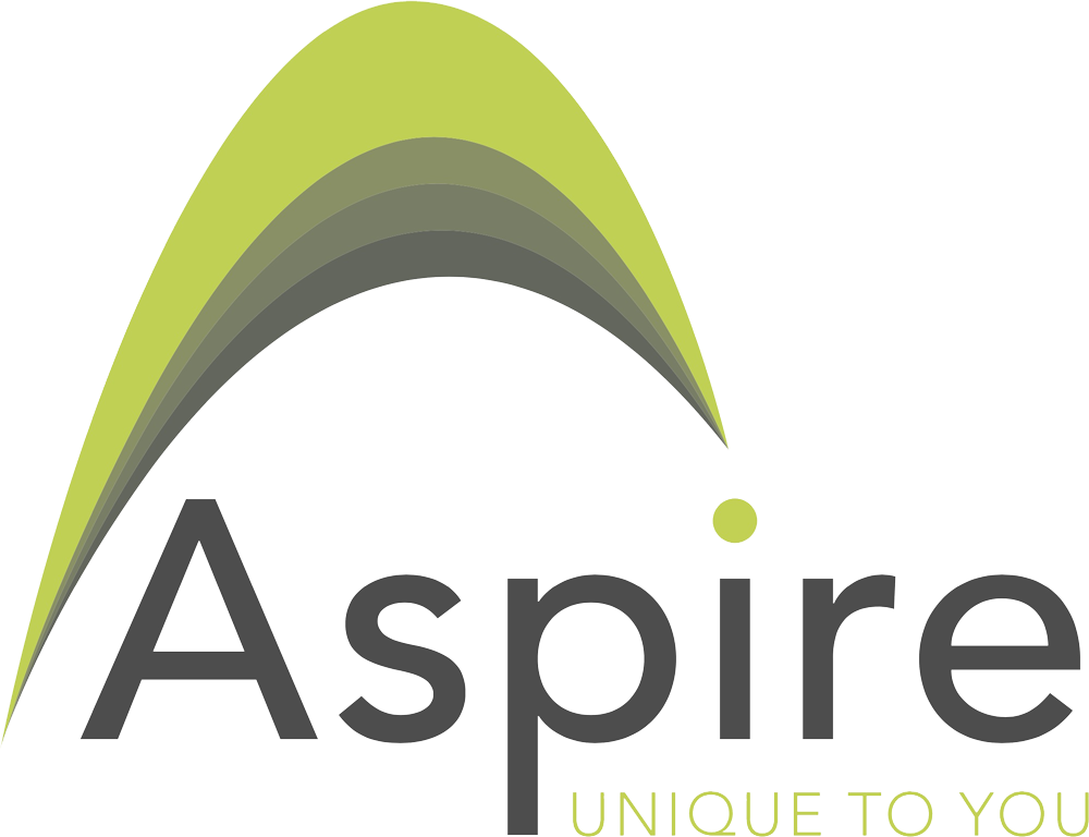 The Aspire logo, featuring a range of mid-green tones, sits on a white background.